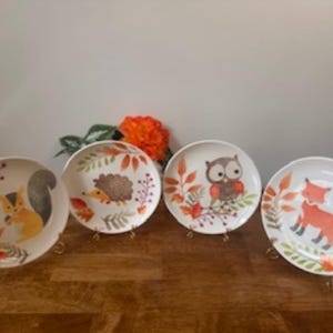 Avon Woodland Critter Teller Herbst Tier Dekor Set - Fuchs Eule Igel Eichhörnchen