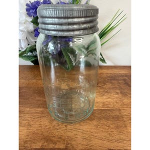 Vintage Crown Einmachglas mit Zinkdeckel - kanadisches Aqua Glass Einmachglas 28 oz