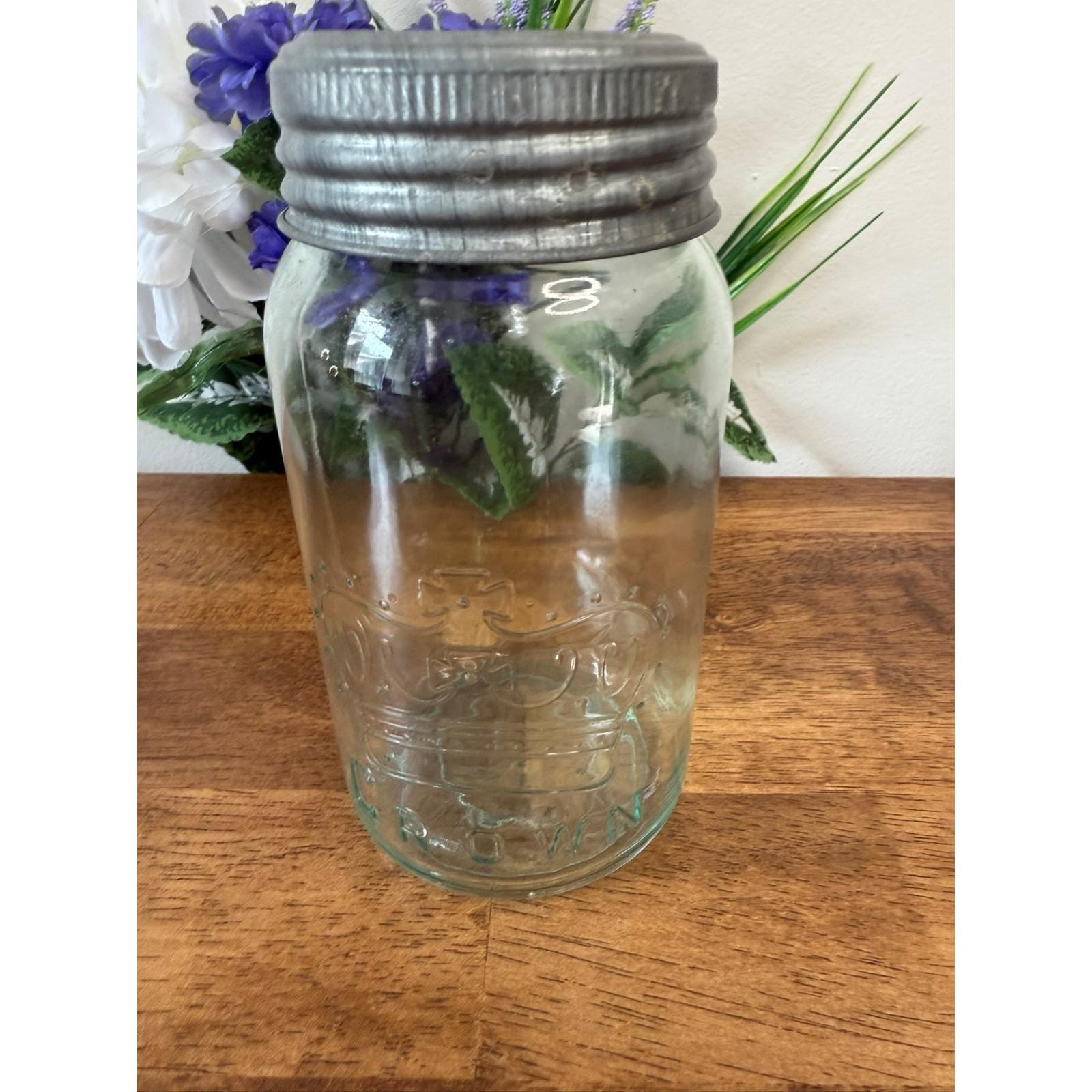 Vintage Crown Mason Jar With Zinc Lid – Canadian Aqua Glass