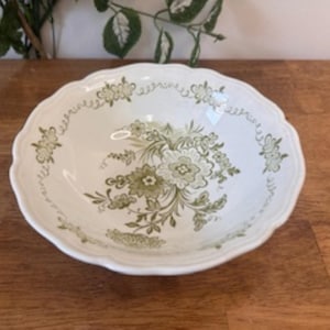 J&G Meakin Hathaway Ironstone Soup Bowl Green Floral Royal Staffordshire Vintage