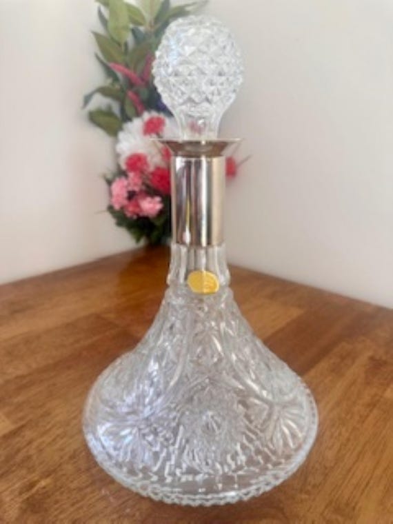 Vintage Leonard Crystal and Silver-plated Ship's Decanter – Mid