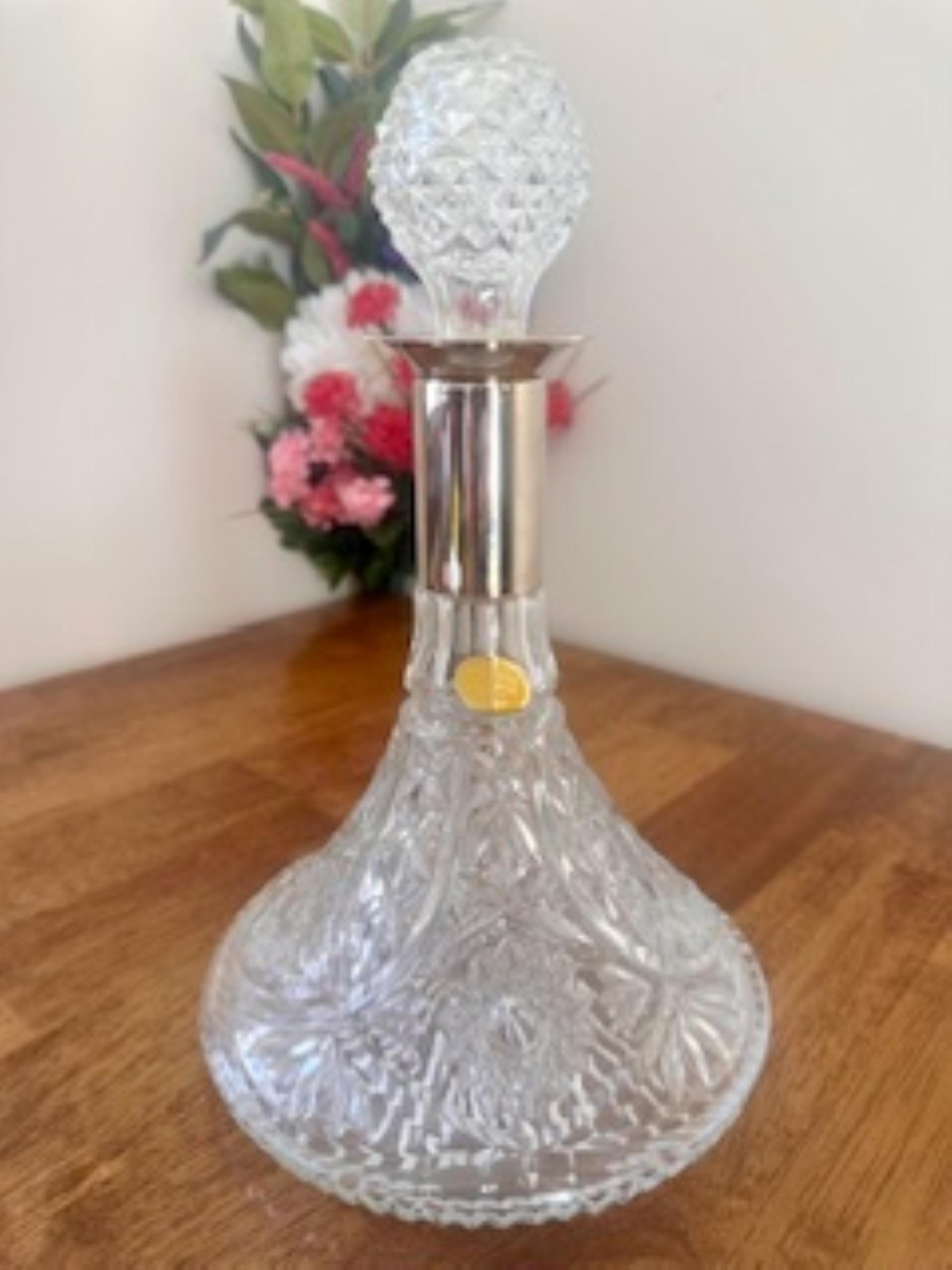 Vintage Leonard Crystal and Silver-plated Ship's Decanter – Mid