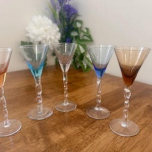 Vintage Hand-Blown Twisted Stem Sherry Aperitif Glass – Elegant Stemware