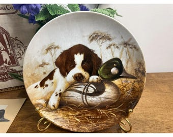 Dog Tired Springer Spaniel Plate Lynn Kaatz Knowles 1987 Box COA