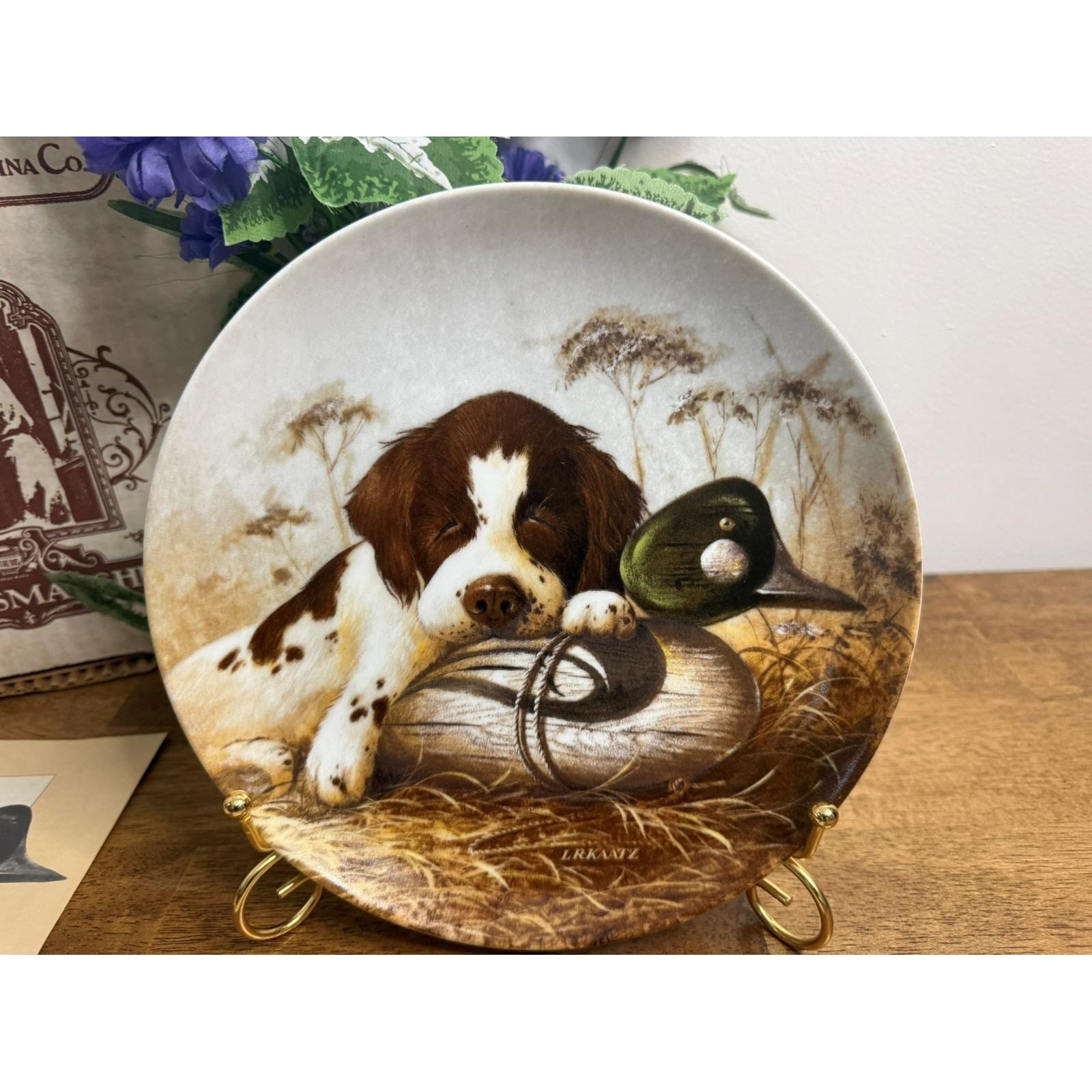 Dog Tired Springer Spaniel Plate Lynn Kaatz Knowles 1987 Box COA