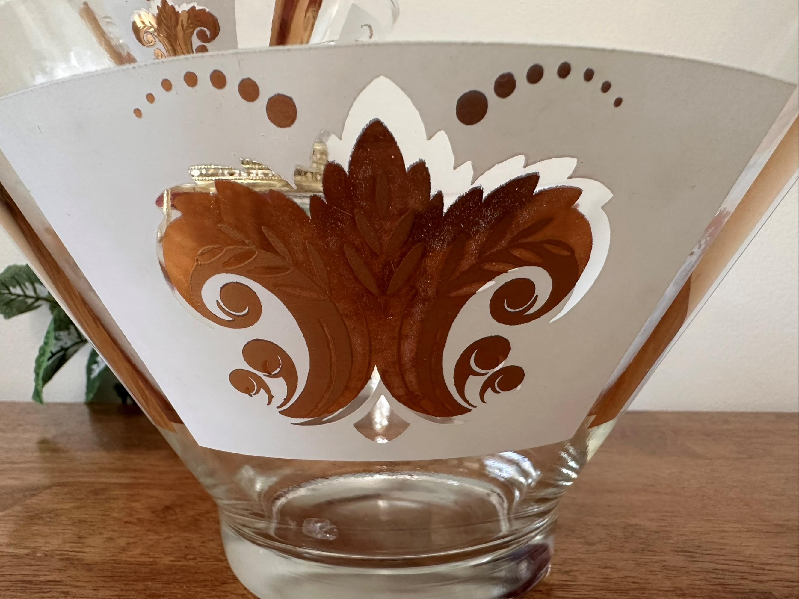 70s 花柄ファイバーグラスボウル4個アメリカアンティーク USAヴィンテージ Vintage Hazel-atlas Chip and Dip Set Gold Fleur-de-lis Mid Century