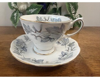 Vintage Royal Albert Silver Maple Teacup and Saucer Set Grapevine MCM Dining Tea