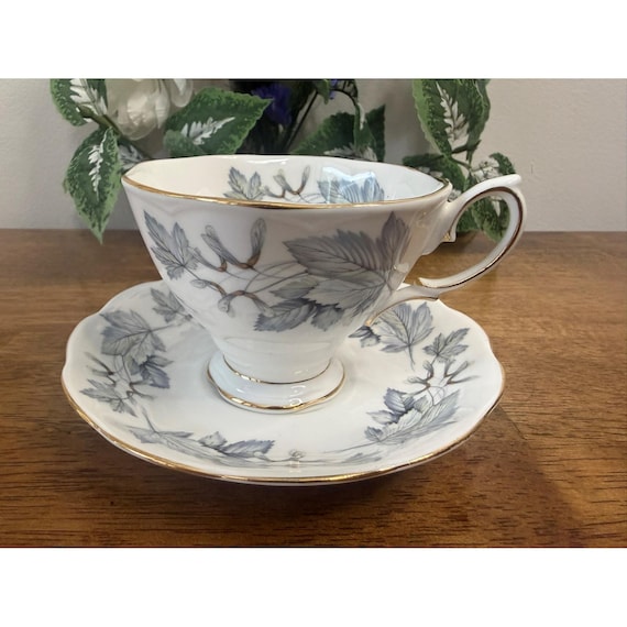 Vintage Royal Albert Silver Maple Teacup and Saucer Set Grapevine