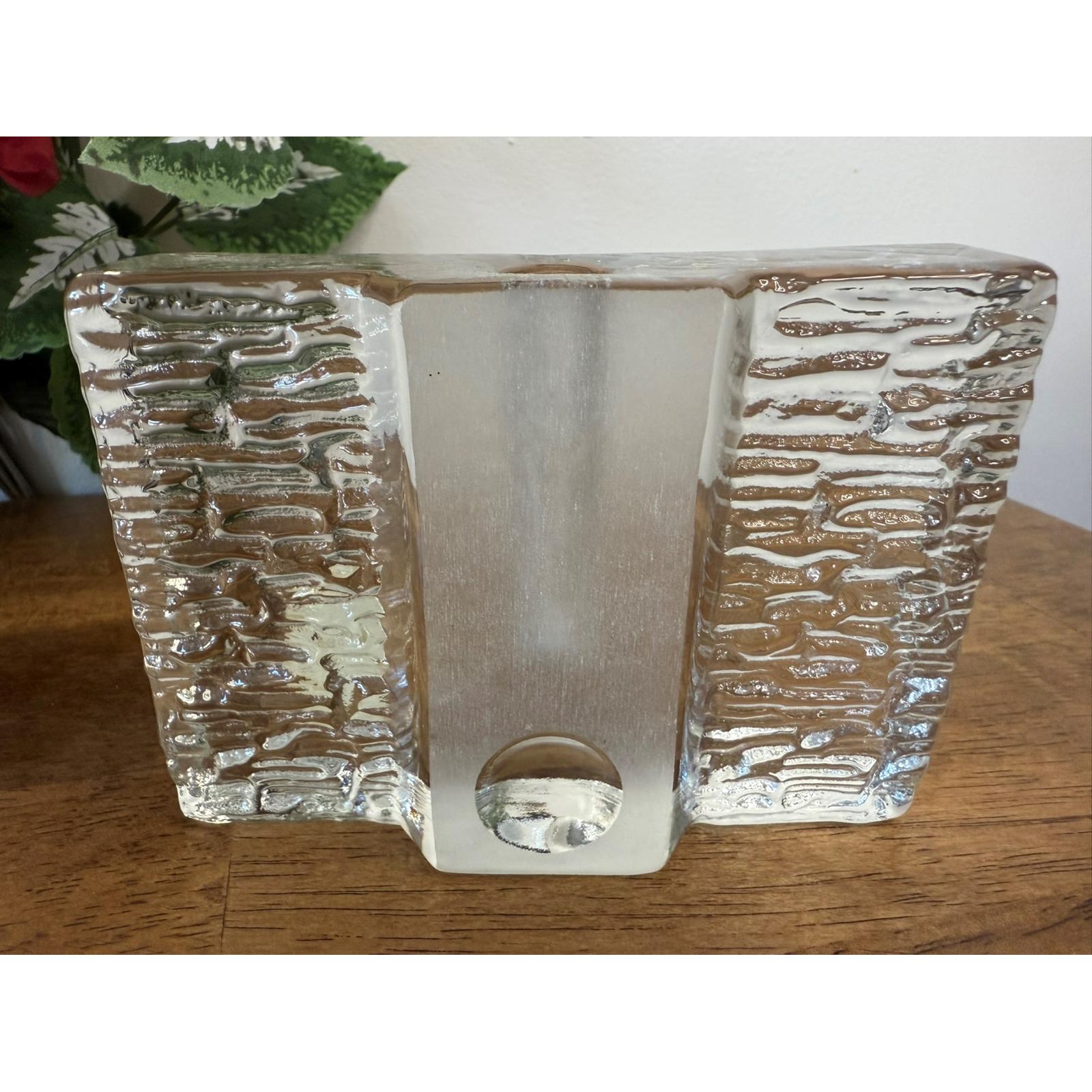 Walther Design Glass Candle Holders – Textured Block Art Glass