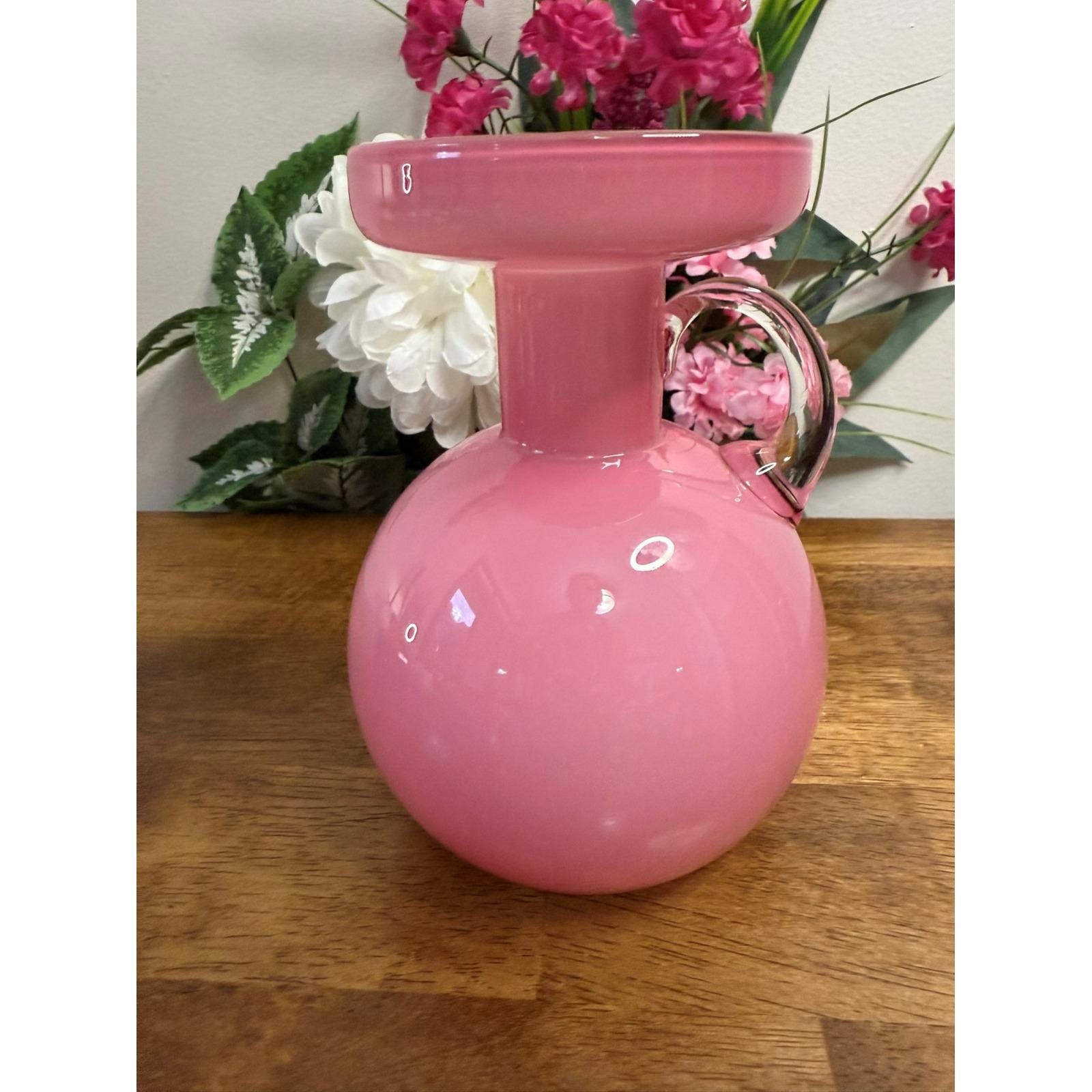 ヴィンテージBOHEMIA GLASS ピンクガラス一点もの Vintage Radio Brand Japan Pink Cased Glass Vase Hand Blown Art