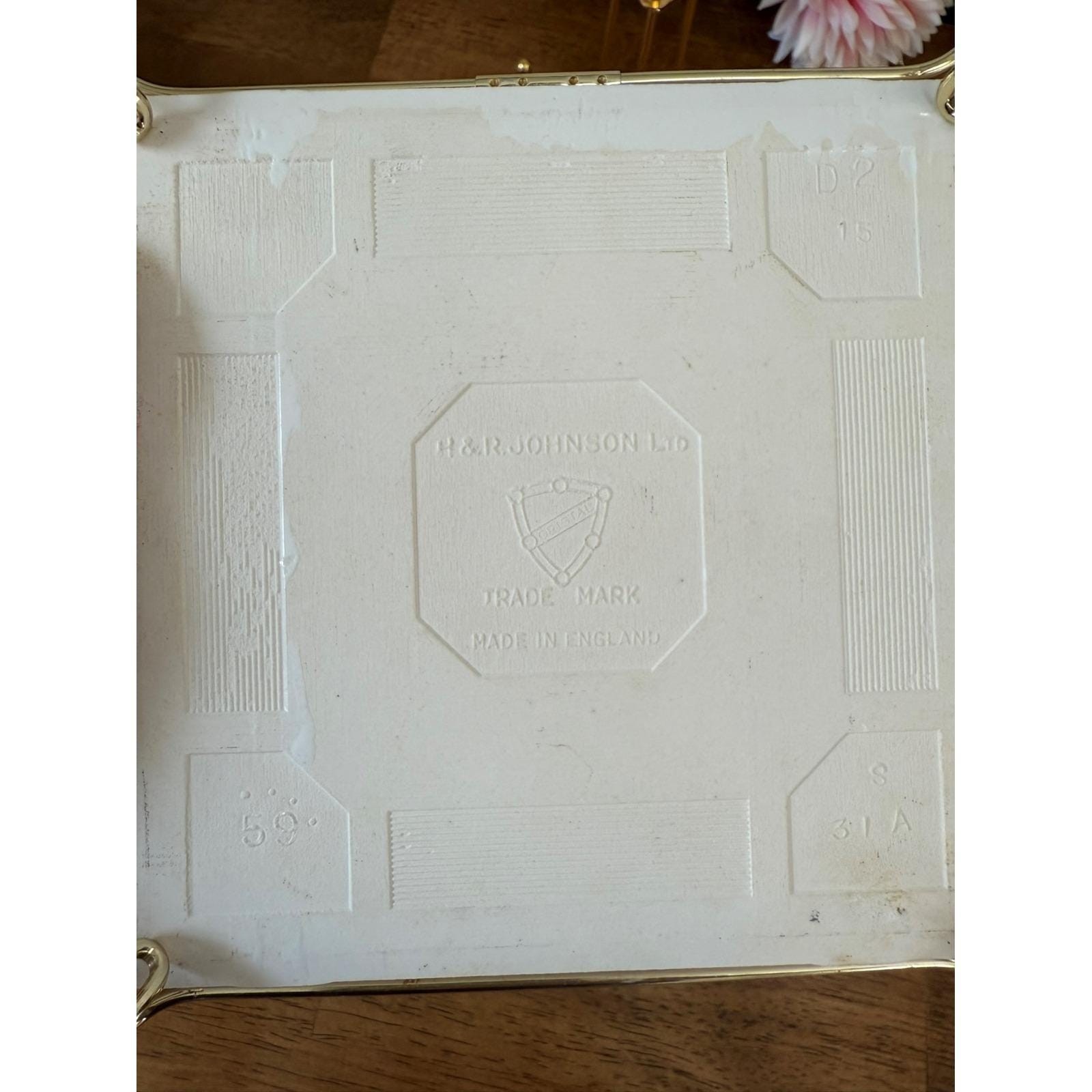 Vintage H&R Johnson England Ceramic Tile Trivet Hot Pad Pink Rose
