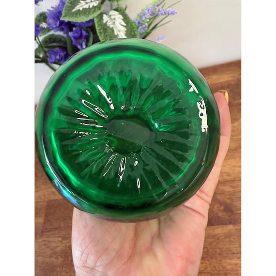 Vintage Green Jack-in-the-pulpit Glass Vase Hand-blown Ruffled Rim