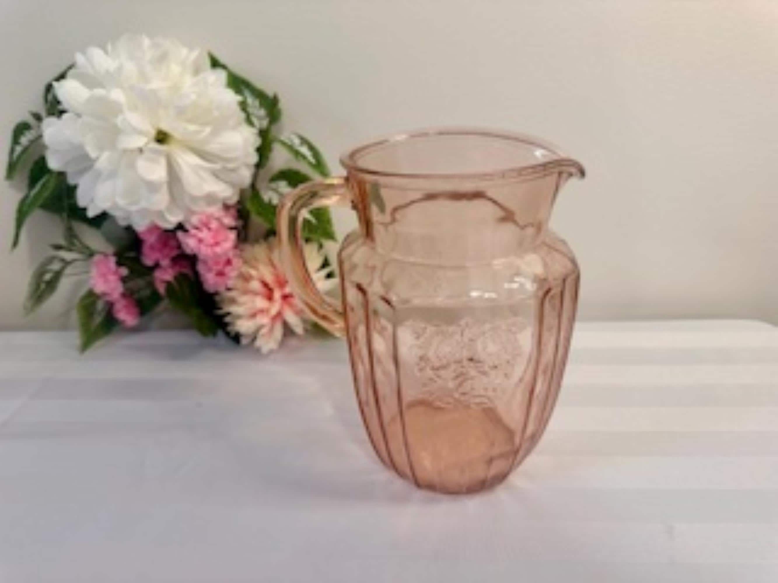 Pink Mayfair Open Rose Depression Glass Pitcher Vintage 1930s