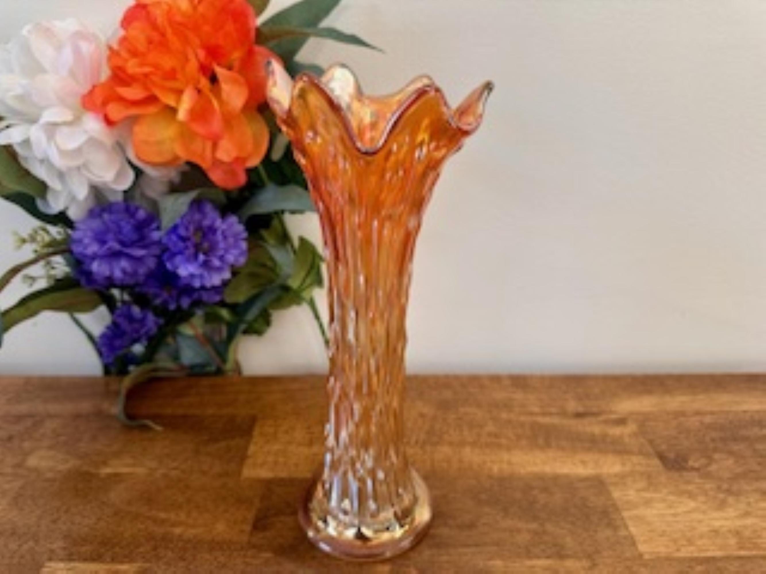Fenton Carnival Glass Marigold Vase - Etsy