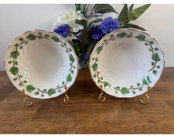 Johnson Bros Rathurst Soup Bowls Set of 2 Vintage Ivy Pattern England Serving