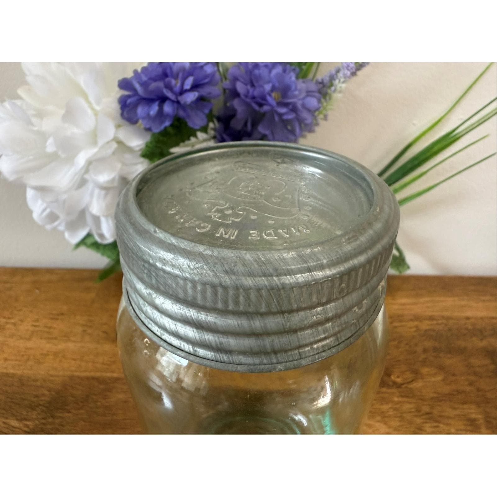 Vintage Crown Mason Jar With Zinc Lid – Canadian Aqua Glass