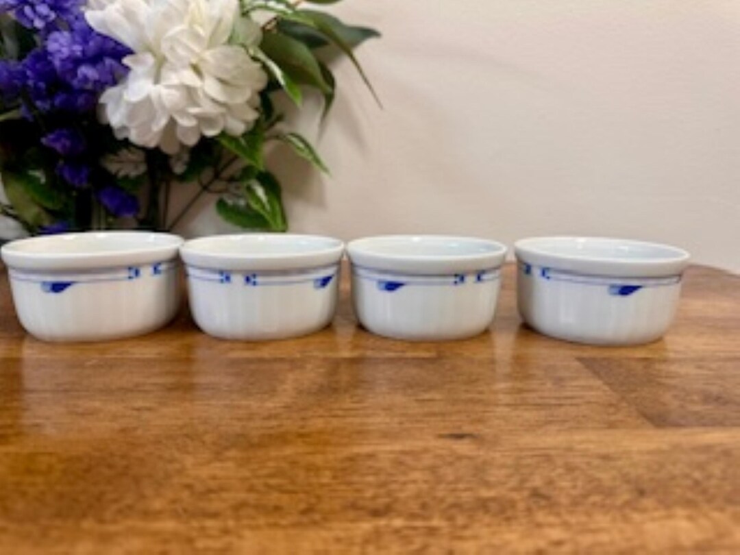 Vintage Spode Quasar Ramekins – Blue and White Fine Oven China Set of 4 ...