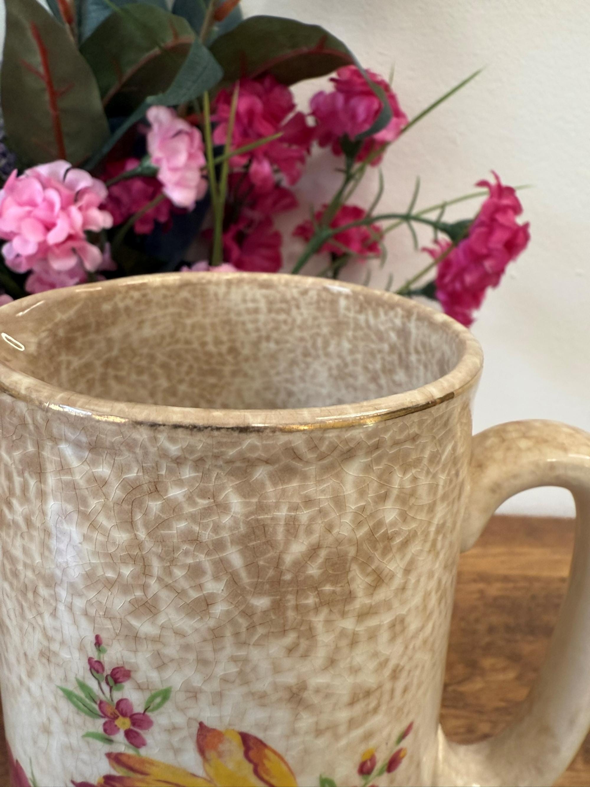 BCM Nelson Ware England Floral Pitcher Vintage Pottery Crackle