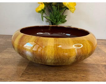 Blue Mountain Pottery Harvest Gold Große Tischschale Kanada Braun Drip
