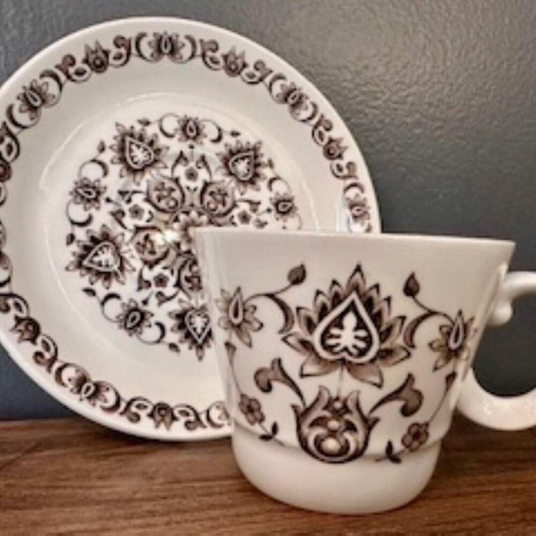 Vintage Wood & Sons Burslem England Cup and Saucer Set – Brown