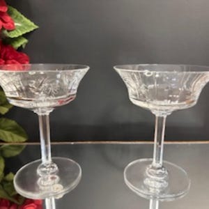 Copas de cristal belga Val St Lambert - Juego de 2 - Cristal tallado a mano