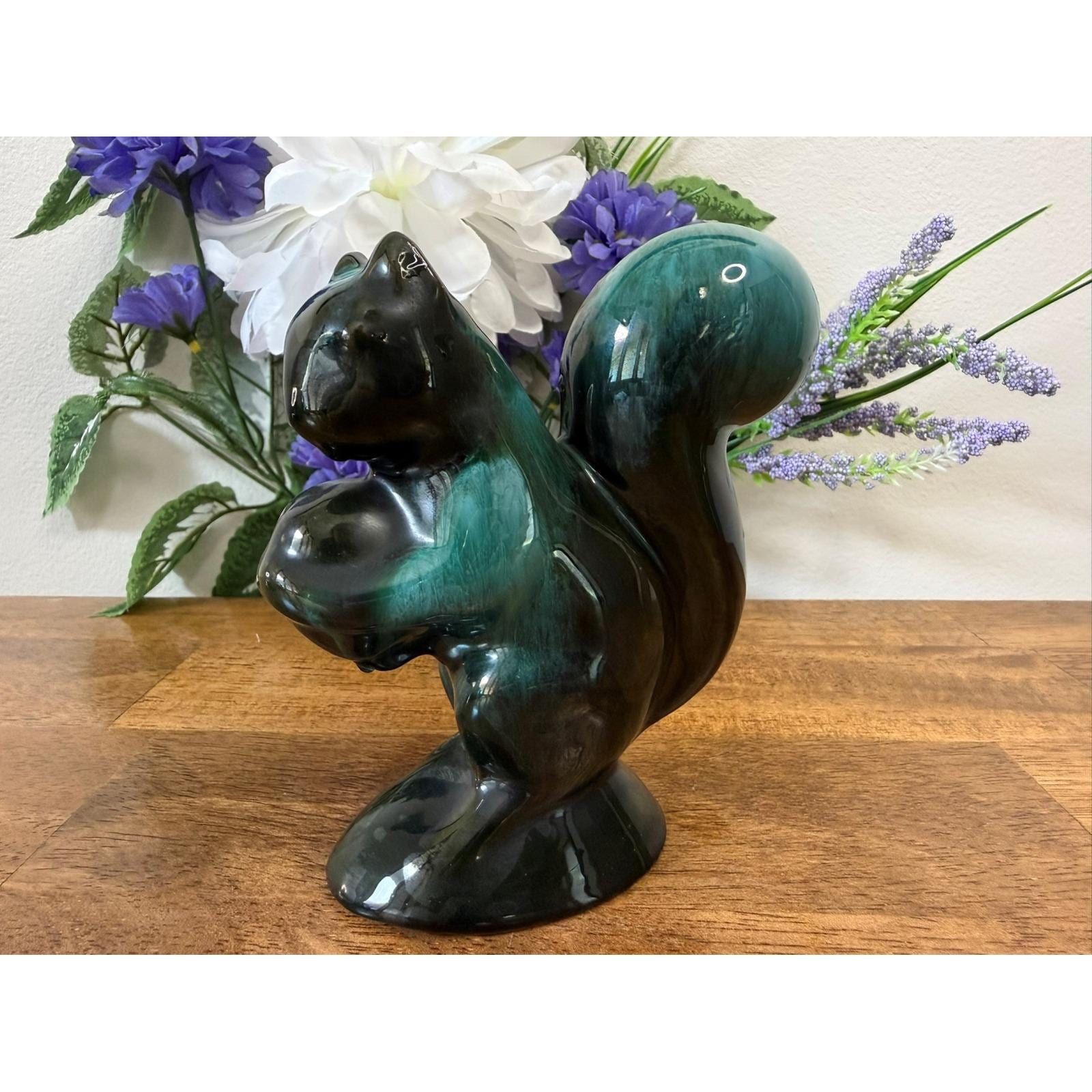 Vintage Blue Mountain Pottery Squirrel Canadian Art Green Drip