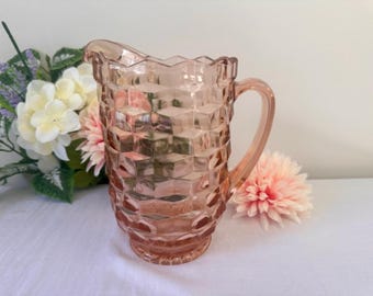 ヴィンテージ ピンク デプレッションガラス ジューサー リブ付き 注ぎ