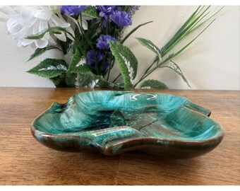 Blue Mountain Pottery Ashtray Green Drip Glaze Ceramic MCM