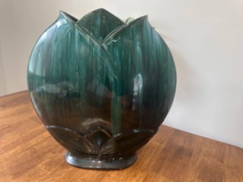 Blue Mountain Pottery Large Drip Glaze Vase Green Black Canada Studio ...