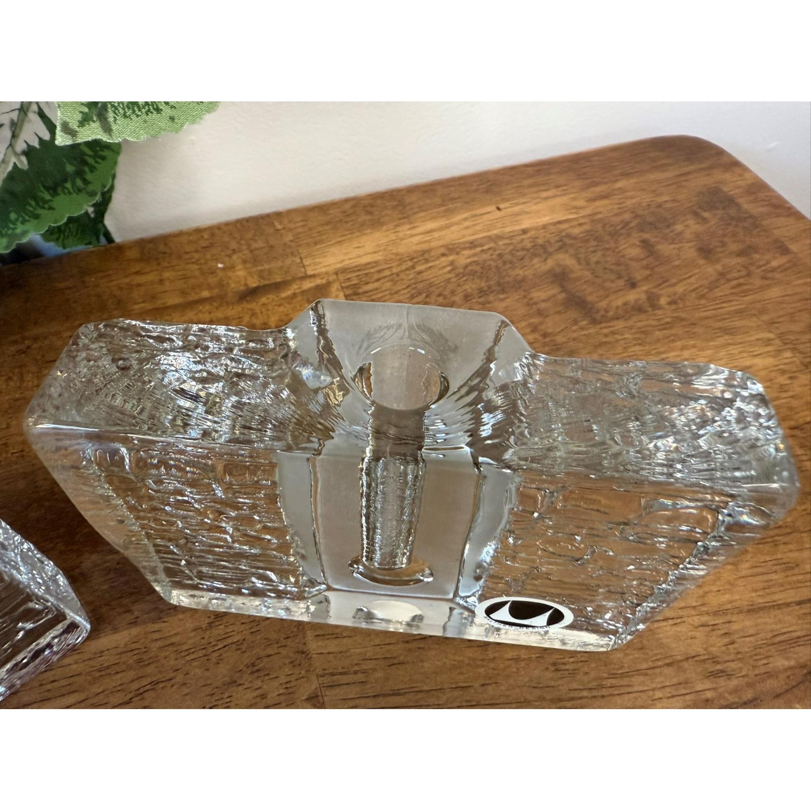 Walther Design Glass Candle Holders – Textured Block Art Glass