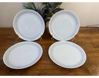 Upsala Ekeby Karlskrona Sweden borden set grijs geometrisch porselein Scandinavisch