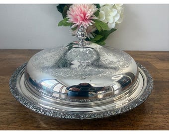 Vintage Primrose Plate EP Copper Covered Serving Dish Dome Silver