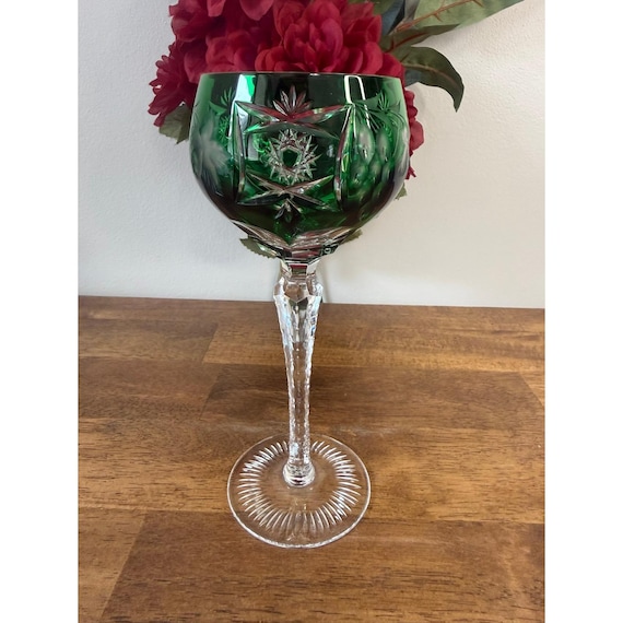 Vintage Nachtmann Bleikristall Grün Schliff Kristall Weinglas Deutschland Emerald