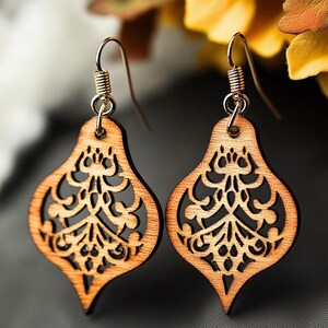 Fichiers SVG de boucle d'oreille marocaine, motif découpé au laser, boucle d'oreille de style occidental polyvalent DXF Premium Hook-up antique découpé au laser boucle d'oreille fichiers Svg bricolage