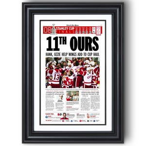 2008 Detroit Red Wings “11th OURS” Stanley Cup Winners Framed Newspaper Print