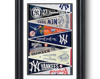 New York Yankees “Home of Baseball" Vintage Pennants Collection Wall Art Print