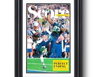 2015 New England Patriots “PERFECT ENDING” Super Bowl Winners Framed Newspaper Print