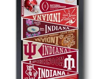 2026 Indiana Football "Vintage to 2025-26 Championship" CFP Playoff Edition Pennants Poster