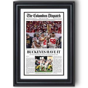 2025 Ohio Football National Championship &quot;Buckeyes Have It&quot; Framed Newspaper Print