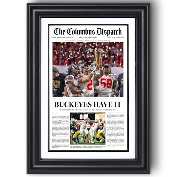 2025 Ohio Football National Championship "Buckeyes Have It" Framed Newspaper Print