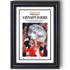 2025 Florida Panthers Stanley Cup Champions &quot;A DYNASTY IS BORN!&quot; Framed Newspaper Print