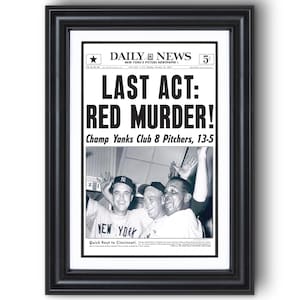 1961 New York Yankees “LAST ACT!” World Series Champions Framed Front Page Newspaper Print