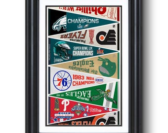 Philadelphia Sports “City of Champions" Pennants Collection All-Teams Wall Art Print