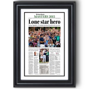 2015 Masters Tournament “Lone Star Hero” Jordan Spieth Framed Newspaper Print