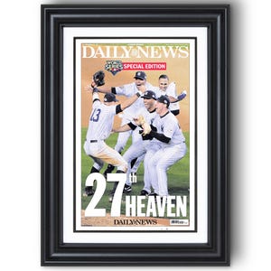 2009 New York Yankees “27th HEAVEN!” World Series Champions Framed Front Page Newspaper Print