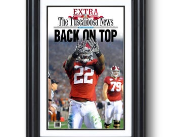 2009 Alabama Football “BACK ON TOP” College Football Champions at Rose Bowl Framed Newspaper