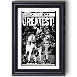 1998 New York Yankees “GREATEST!” World Series Champions Framed Front Page Newspaper Print Print