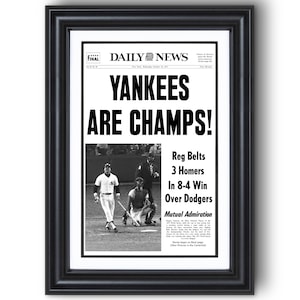 1977 New York Yankees World Series “YANKEES ARE CHAMPS!” Framed Front Page Newspaper