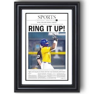 2023 Louisiana Baseball “RING IT UP!” College World Series Champions Framed Newspaper