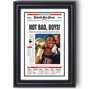 1989 Detroit Pistons “Not Bad Boys!” Champions Framed Newspaper Print
